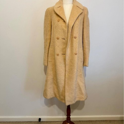 Vintage mohair wool coat cream - wool,