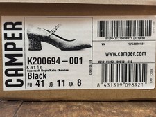 CAMPER BLACK SOFT LEATHER KATIE CHARACTER/MARY-JANE SHOES SIZE 8 UK - BNWB