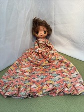 Vintage 1970s Sekiguchi Japanese Doll With Long Retro Dress. Thumb Sucking Girl