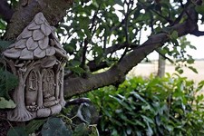 NEW STONE FAIRY TREE HOUSE,TREE HANGING PLAQUE,FAIRY HOUSE WITH PETS,GARDEN ORNA