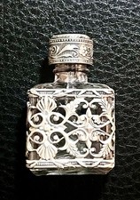 Antique Sterling Silver Filigree Overlay Victorian Scent Bottle