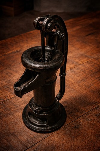 Antique cast iron water hand - iron,