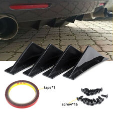 Universal 4x Body Rear Lower Bumper Diffuser Fin Shark ABS Spoiler Protect Black