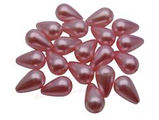 20 Pcs Baby Pink Acrylic Faux Pearl Teardrop Beads 16mm x 9mm Jewellery J202