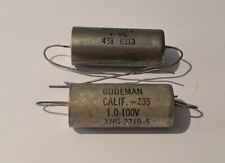 2 x GUDEMAN 1.0uF 100v Paper In Oil Capacitors NOS (S3-830)