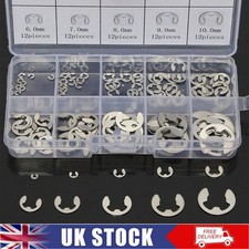 120x E Clips C Circlip Retaining Ring Stainless Steel Assorted 1.5mm to 10mm Kit