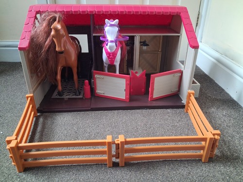 Stable and horses play - stable, set