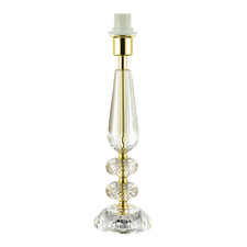 Designer Clear K9 Crystal Glass and Gold Table Lamp Base with Faceted Spheres...