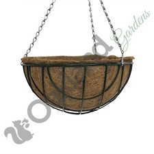 Hanging Baskets 12" 14" 16" 18" Liners Round Wire Coco Metal Green Planter Chain