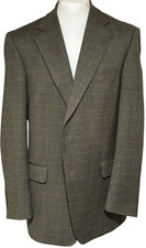 MAGEE ZURICH T2 MEN SZ 44 R SILK WOOL H'BONE WINDOW PANE TWEED JACKET BLAZER