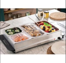 Electric Buffet Server 4 Section Food Warmer Hot Plate Temperature Control 7.3L