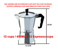 Italian Espresso Maker 1, 2, 3, 6 & 9 Cup Stove Top Coffee Percolator Moka Pot