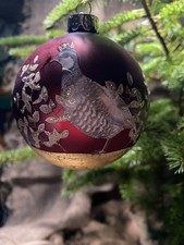 Gisela Graham Glass Christmas Tree Ornament Pheasant & Partridge