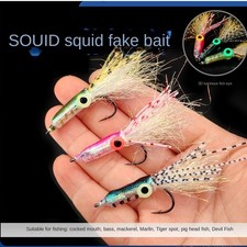 Luminous Squid Fly Fishing Lure Saltwater Bass Fishing Bait  Sea Fishing Lure