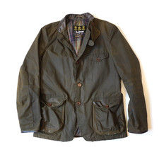 RARE | BARBOUR BEACON SPORTS JACKET COMMANDER M MEDIUM GREEN WAXED COTTON