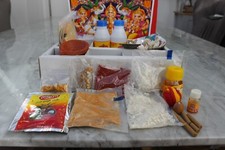 LAXMI GANESHA SARASWATI POOJA KIT DIWALI BOX PUJA SAMGRI KUMKUM GANGA JAL DIYA