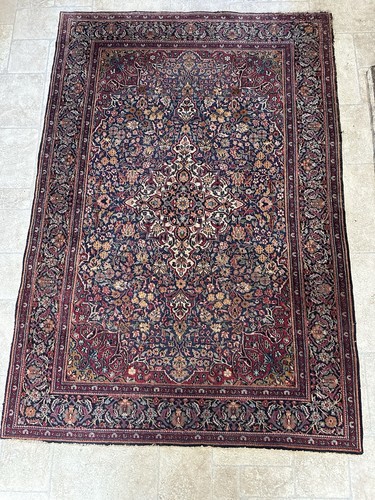 Vintage keshan floral rug hand - vintage,