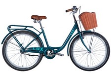 City Bike Women 26" Basket Urban Retro Carrier Steel Blue RH 43Cm