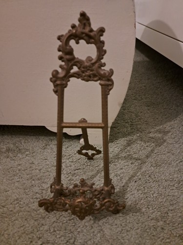 Vintage brass easel picture - easel,