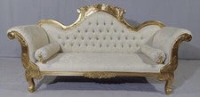 ORNATE FRENCH LOUIS STYLE GOLD CHAISE LARGE WEDDING SOFA CRYSTALS CREAM IVORY 