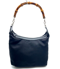 Auth Gucci Bamboo Handle Nylon Black 000.1998.0531  One Shoulder Bag NS100423