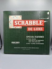 Scrabble De Luxe Complete Set – Braille & Print, Turntable, Tiles, Bag, Manual
