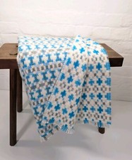 Lovely Wool Blanket Welsh Tapestry / Fair Isle Design - UK Made 150CM x 130CM