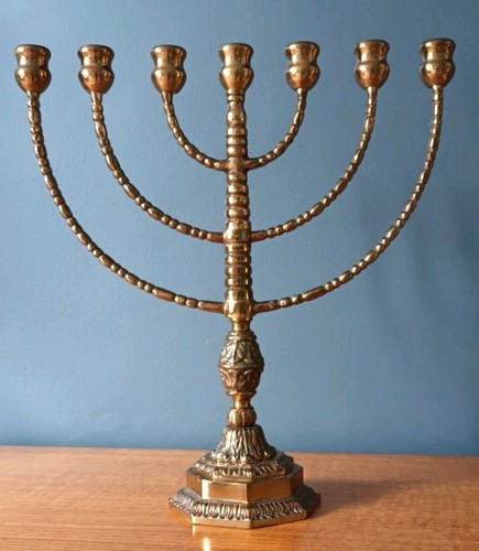 Vintage brass temple - brass, menorah