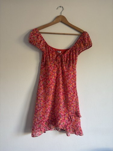 Bershka pink floral puff - pink,