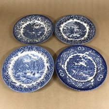 Collection of 4 Blue Side Plates by EIT, Royal Art and Churchill