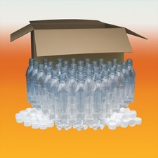 500ml Clear PET Plastic Bottles With White Caps - Pack Of 40
