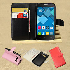 PU Leather Stand Flip Case Cover +LCD Film For Alcatel One Touch POP C1 C3 C5 C7