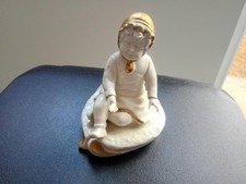 Vintage Galos Galicia Spain White And Gold Girl Figurine