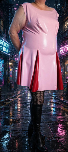Love life latex godet dress - love,
