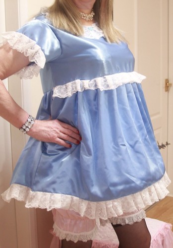 Short sleeve smock satin - sleeve, dress