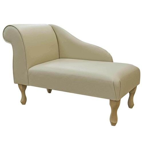 Cream genuine leather chaise - cream,