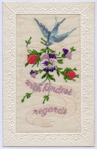 Ww1 patriotic embroidered silk - ww1,