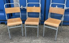 Vintage Stacking Chairs - Plywood And Painted Metal Frame - 3