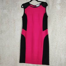 Joseph Ribkoff Womens Dress Ribbed Stretch Pink Black Mesh Size UK 14
