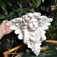 Vintage White Angel Cherub Plaster Wall shelf bracket Sconce Corbel Large