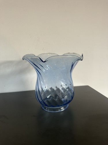 Vintage blue frilled glass - frilled, oil