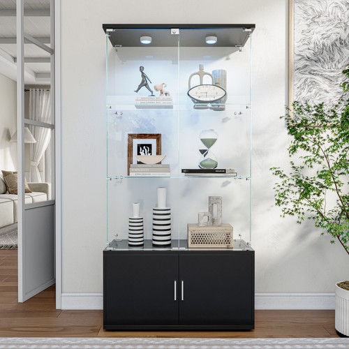 Glass display cabinet with led - glass,