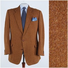 Mens Tan Brown HARRIS TWEED Jacket 48R UK Size Wool Sport Coat Blazer