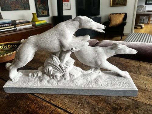 Art deco borzoi greyhounds - deco, by