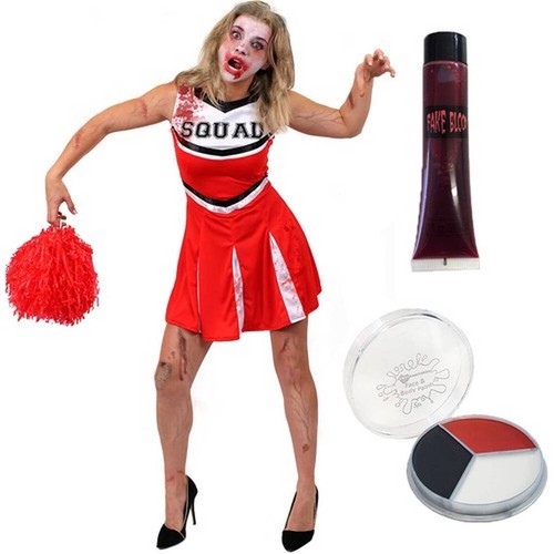 Red zombie cheerleader costume - cheerleader,