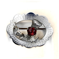 Vintage Thistle Brooch MIZPAH Plaid Brooch Scottish Pin Purple Faux  Amethyst