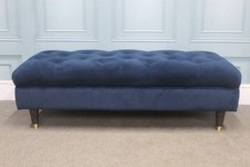 PARKER KNOLL , JOHN LEWIS FOOTSTOOL IN PLUSH NAVY VELVET FABRIC RRP £549. (1357)