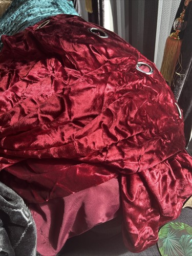 Red velvet curtains lined - red,
