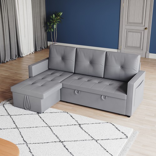 Faux leather sofa bed seater - sofa,