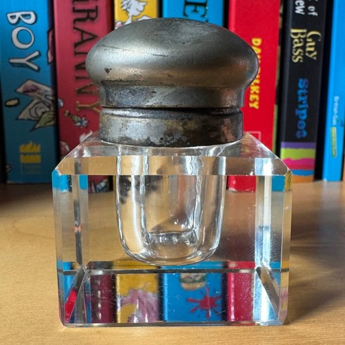 Vintage glass inkwell clear - vintage,